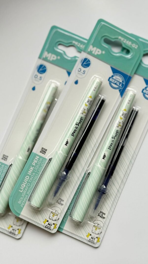 Boligrafo punta aguja con repuesto - aqua
